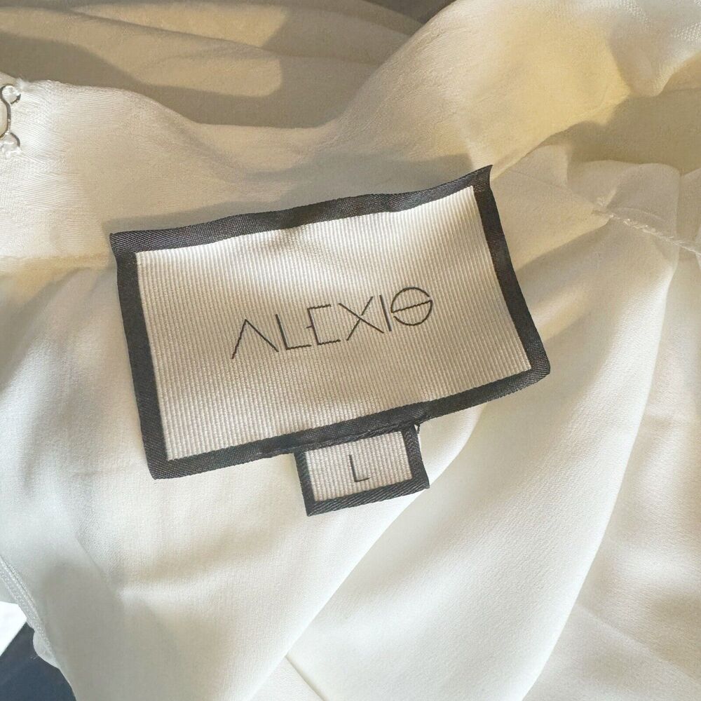 ALEXIS Lindon White Jacquard Shirt Mini Dress Long Sleeve Cocktail Bridal Large - Picture 7 of 8